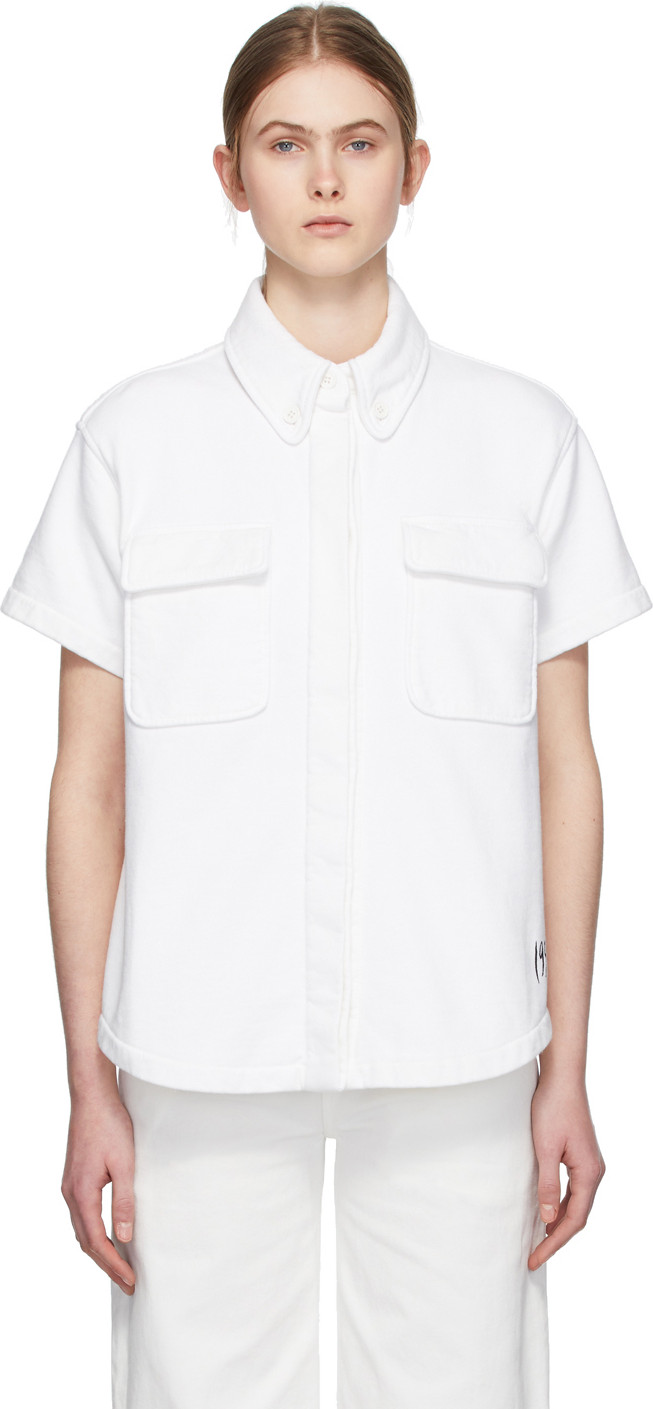 MM6 Maison Margiela White Towelling Two Pocket Short Sleeve Shirt