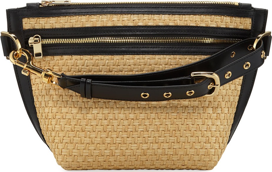 Sacai Trapezoid Raffia Pouch Bag