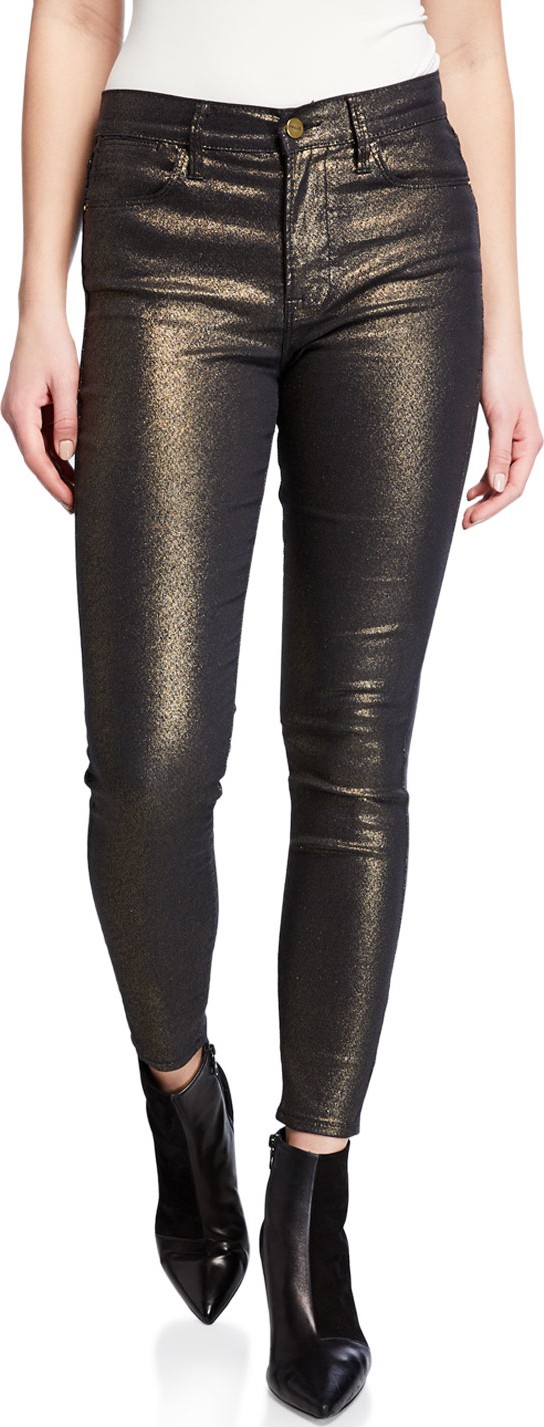 FRAME DENIM Le High Metallic Ankle Skinny Jeans