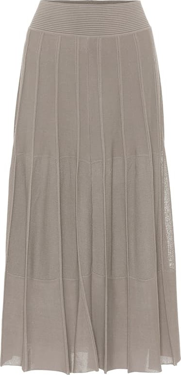 Agnona Pleated stretch-knit midi skirt