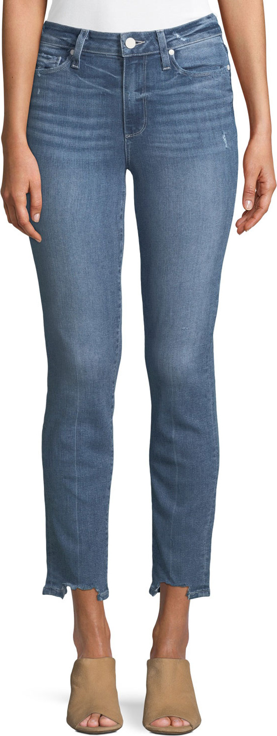 PAIGE Hoxton Straight-Leg Ankle Jeans w/ Fray Hem