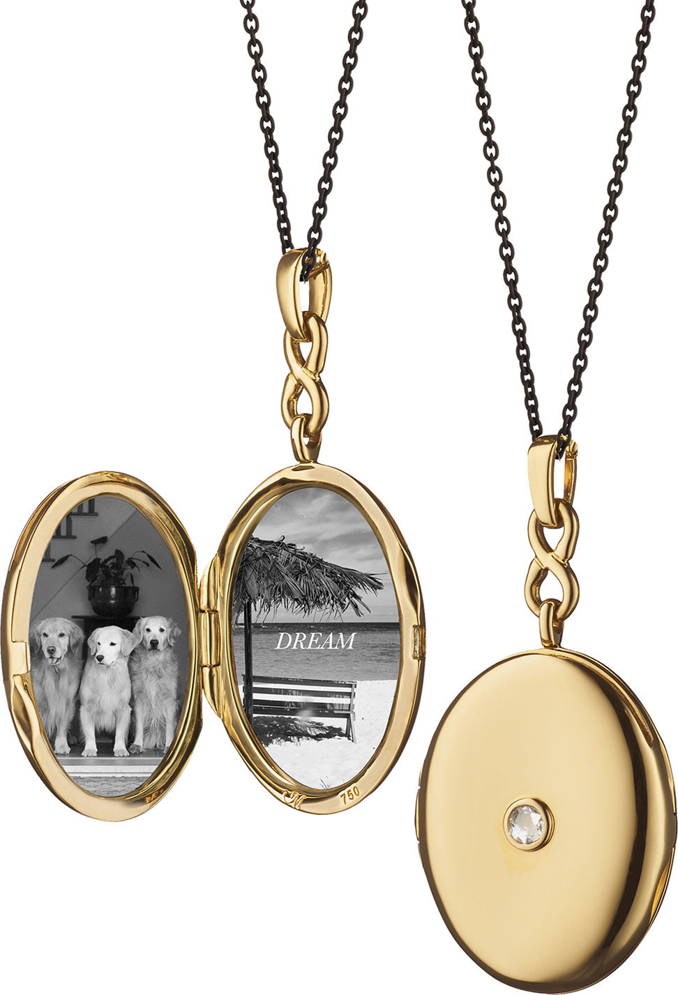 Monica Rich Kosann 18K Gold Locket Necklace with Diamond Center