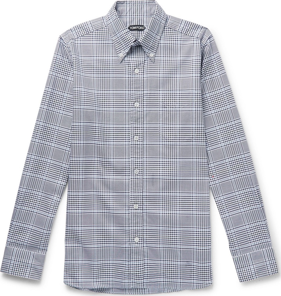 TOM FORD Slim-Fit Button-Down Collar Checked Cotton Shirt