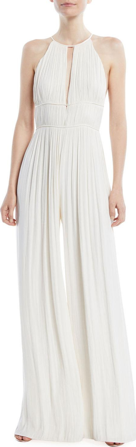 HALSTON HERITAGE Flowy Jumpsuit w/ Keyhole Cutouts