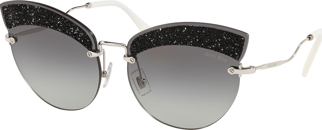 Miu Miu Semi-Rimless Glittered Cat-Eye Sunglasses