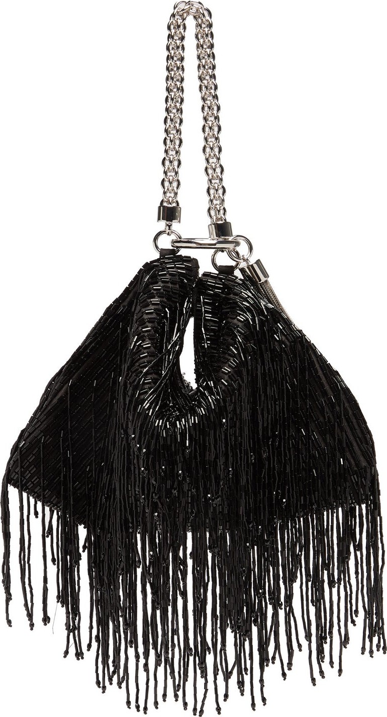 Jimmy Choo Callie bead-fringed satin clutch bag