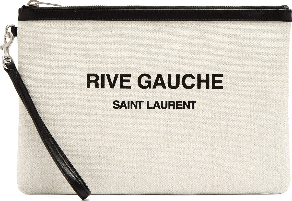 Saint Laurent Rive Gauche-print canvas pouch