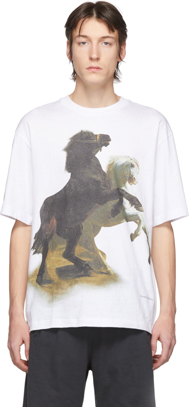 Acne Studios White Horse-Print T-Shirt