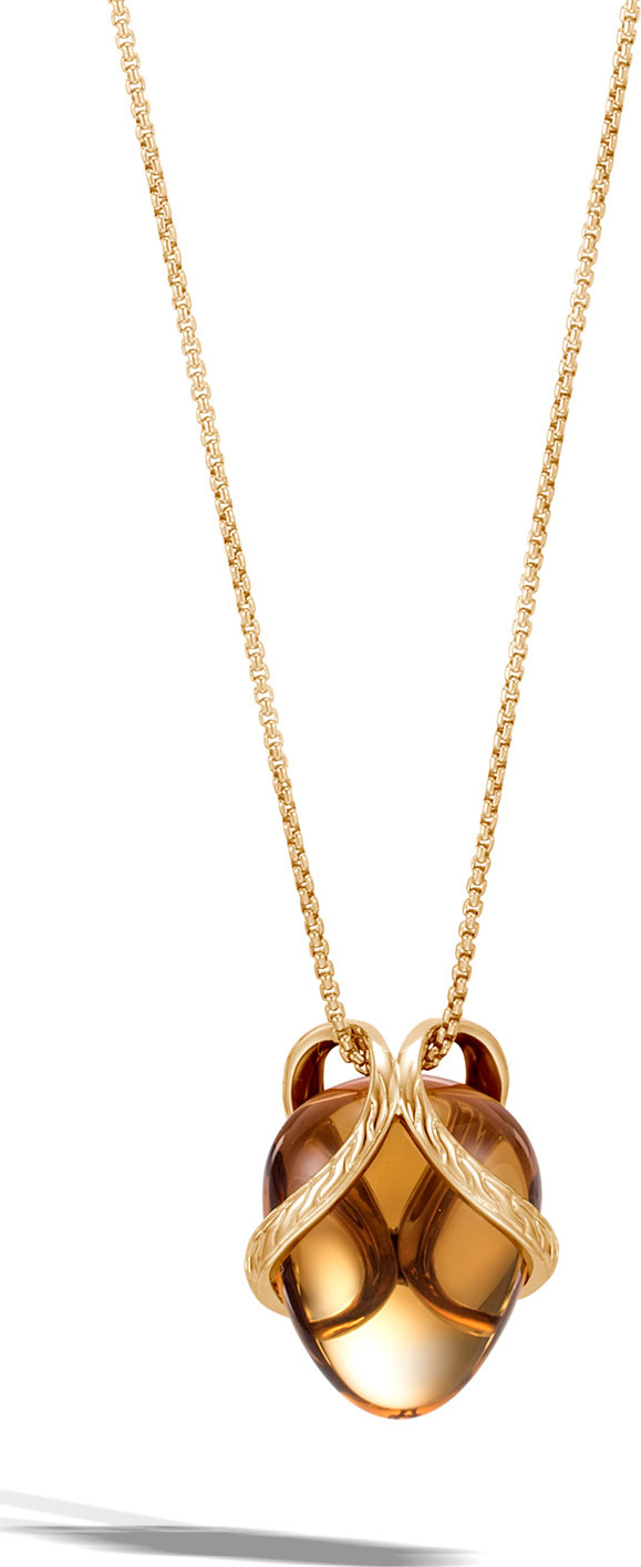 John Hardy 18k Classic Chain Quartz Pendant Necklace