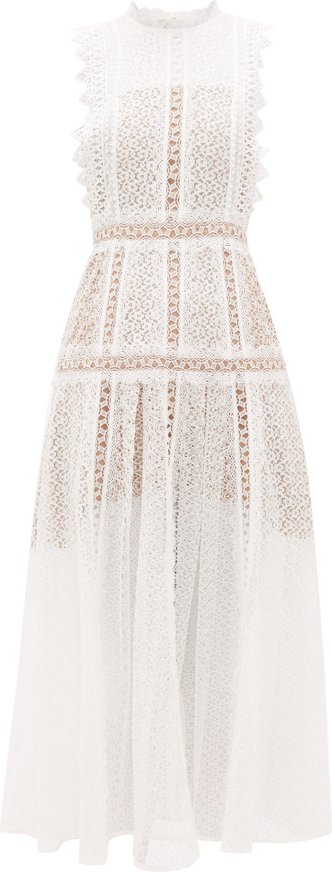 Self Portrait Panelled lace midi dress