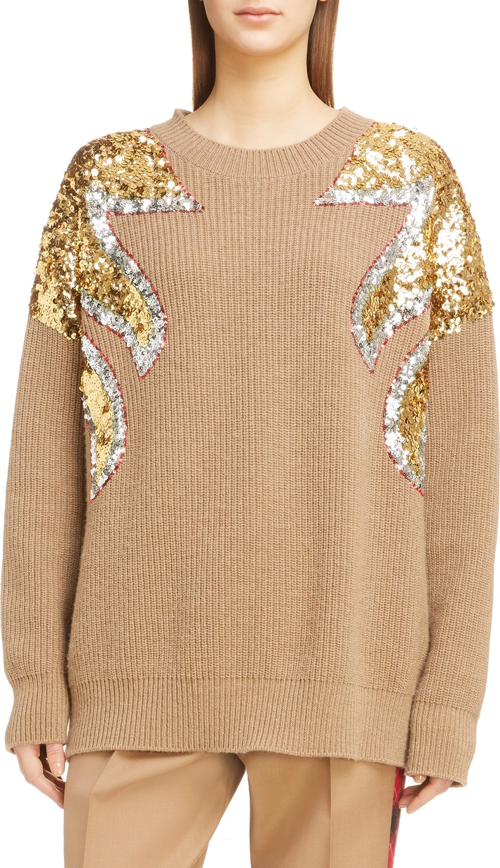 N°21 Nº21 Sequin Shoulder Wool Sweater