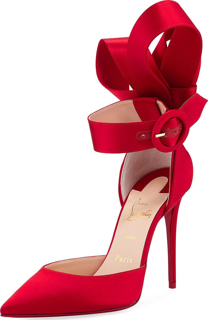 Christian Louboutin Raissa Satin Red Sole Sandals Christian Louboutin Raissa Satin Red Sole Sandals