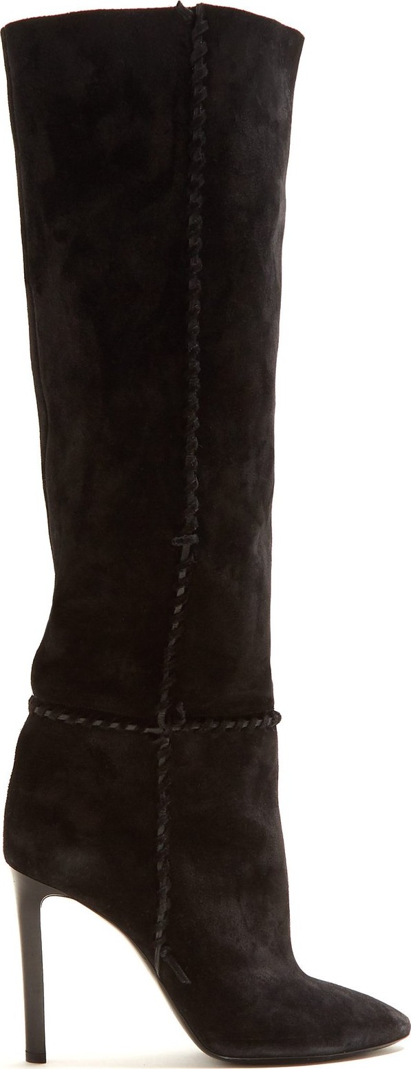 Saint Laurent Mica whipstitched knee-high suede boots