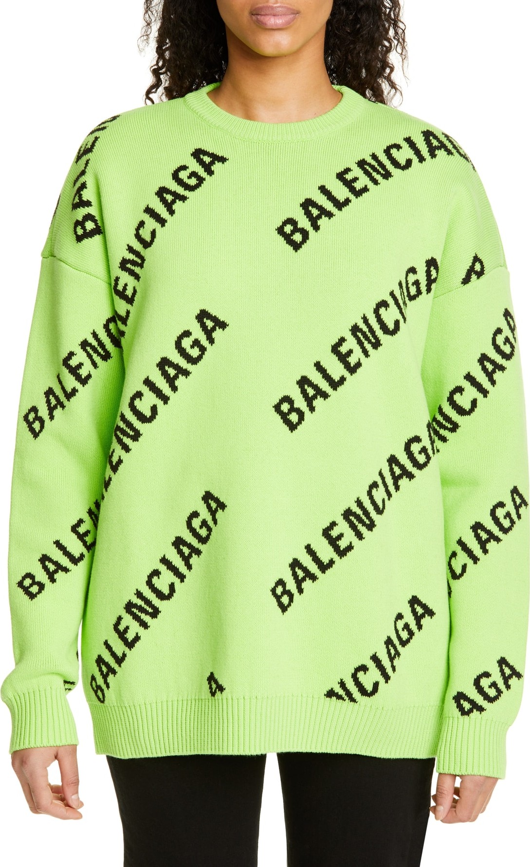 Balenciaga Logo Jacquard Cotton Blend Sweater