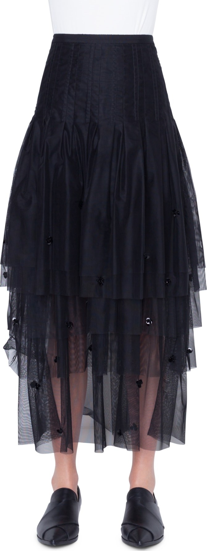 Akris Punto 3D Sequin Tulle Maxi Skirt