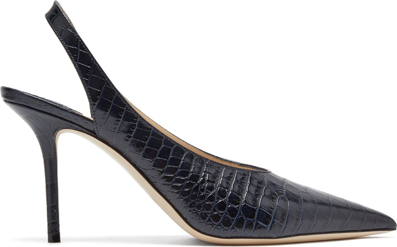 Jimmy Choo Ivy 85 crocodile-effect leather slingback pumps