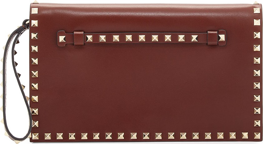Valentino Rockstud Medium Flap Wristlet Clutch Bag
