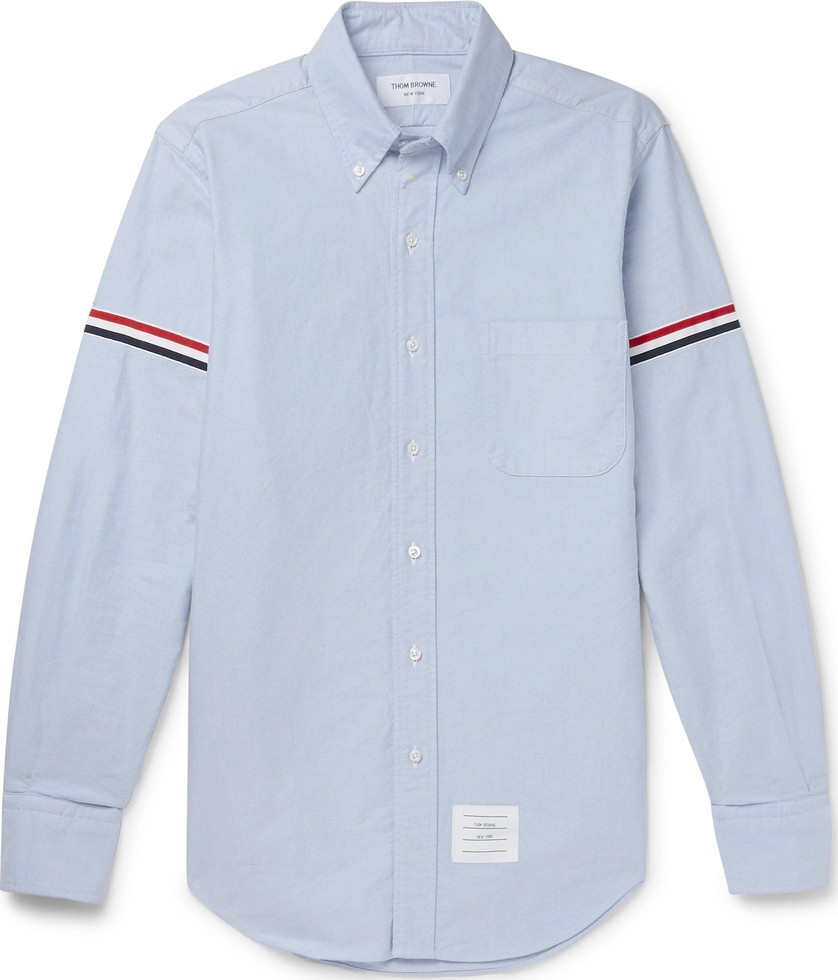 Thom Browne Slim-Fit Button-Down Collar Grosgrain-Trimmed Cotton Oxford Shirt