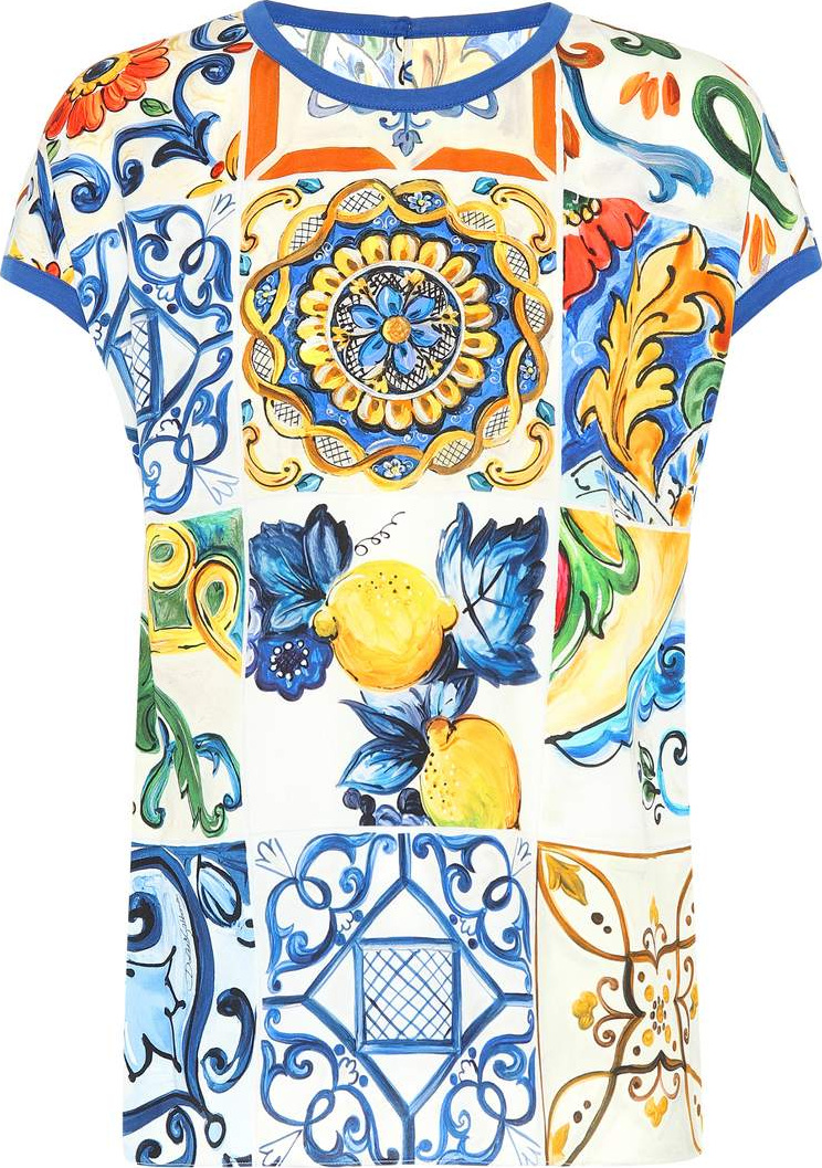 Dolce & Gabbana Majolica silk-blend T-shirt