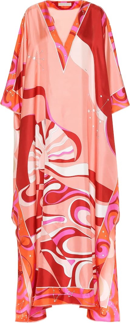 Emilio Pucci Printed silk-twill maxi kaftan