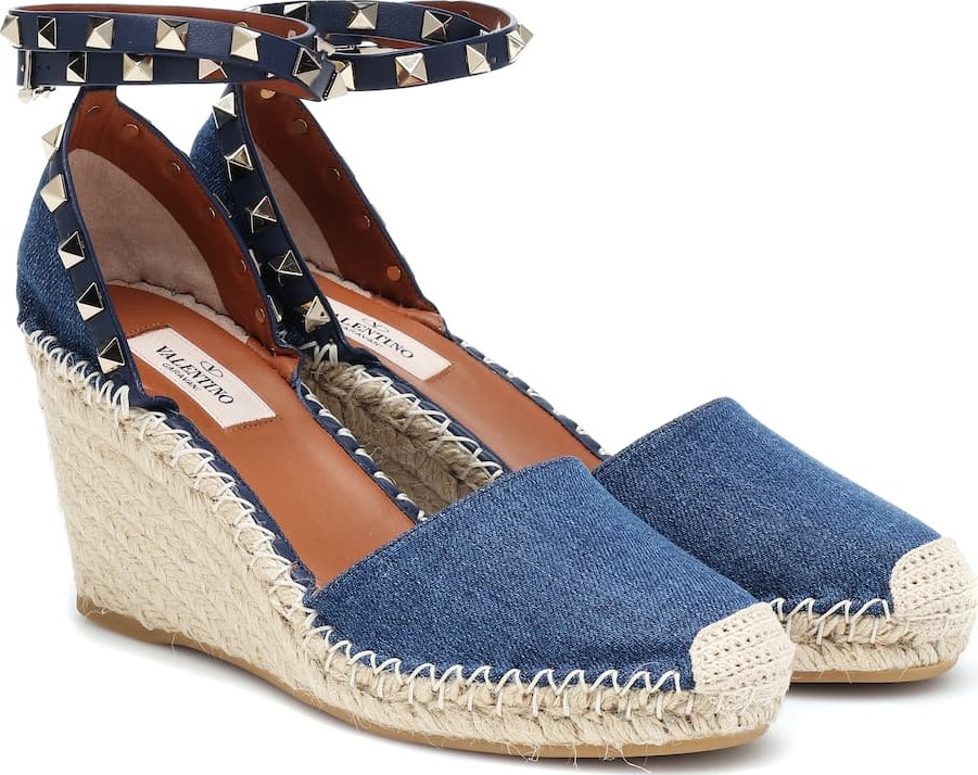 Valentino Valentino Garavani Rockstud denim wedges