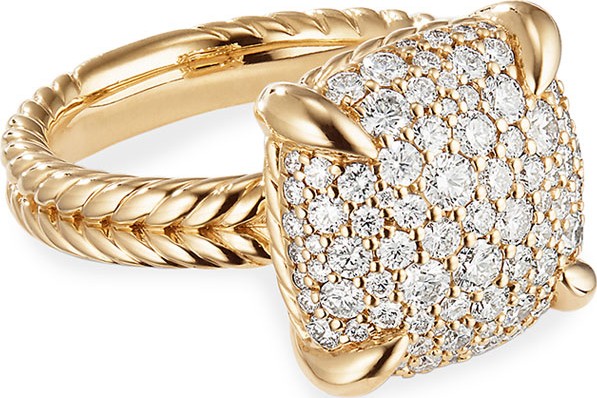 David Yurman Chatelaine 18k Gold Diamond Ring, Size 5