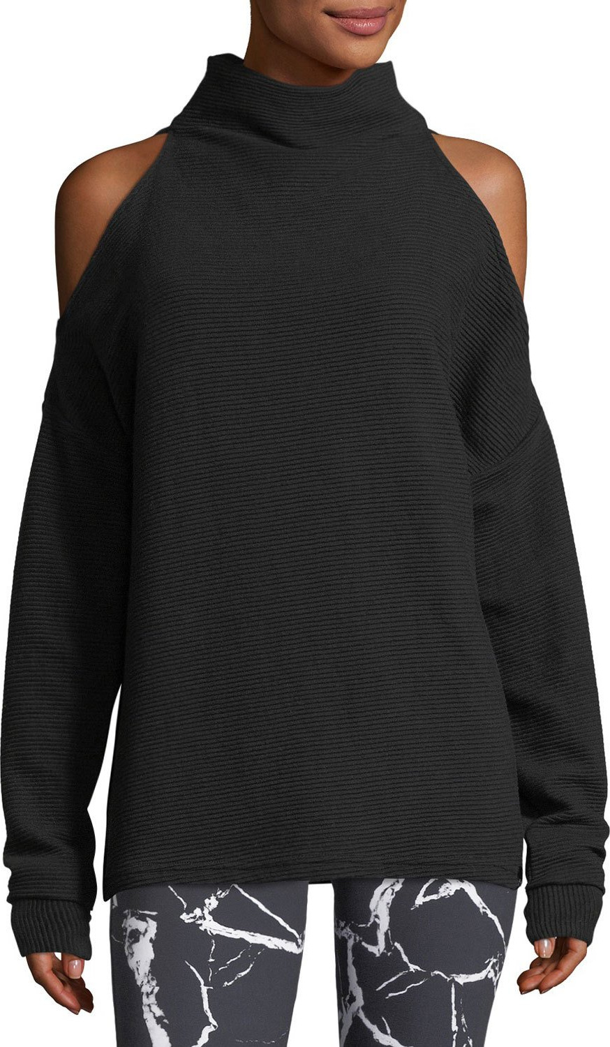 Varley Hampton Cold-Shoulder Cotton Sweatshirt