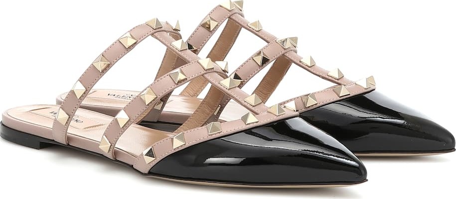 Valentino Valentino Garavani Rockstud patent leather slippers