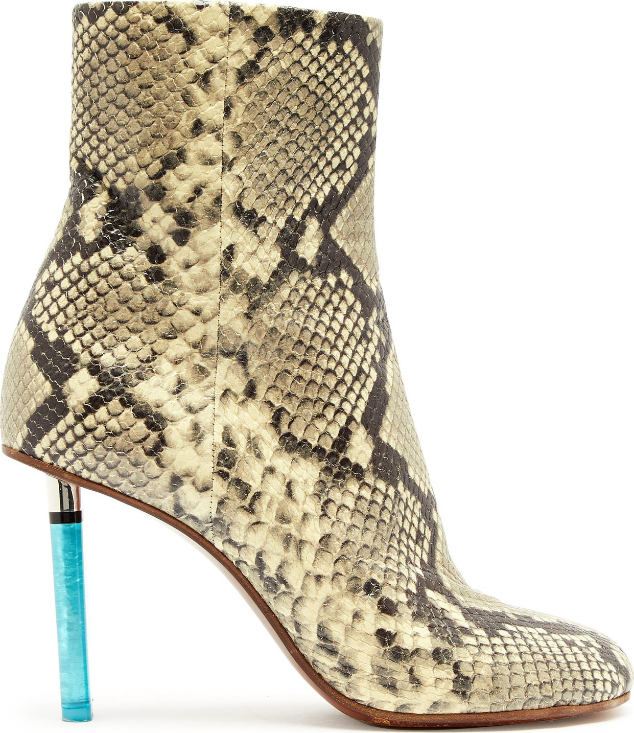 Vetements Python-effect lighter-heel leather ankle boots