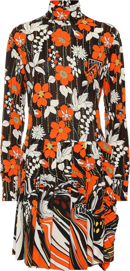 Prada Floral jersey minidress