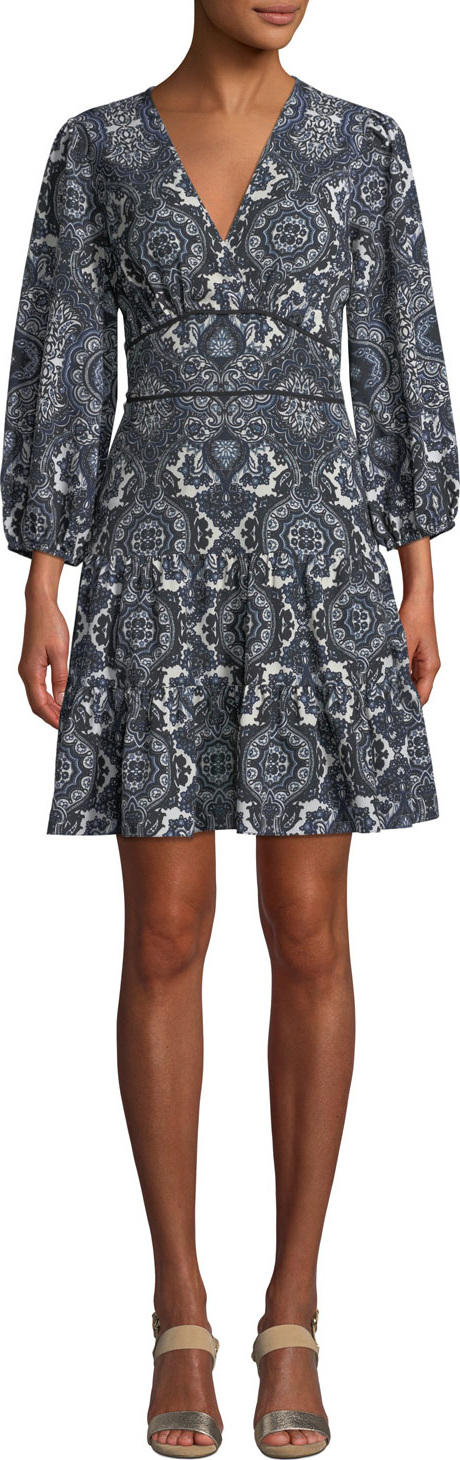 Shoshanna Emery Balloon-Sleeve Paisley Dress