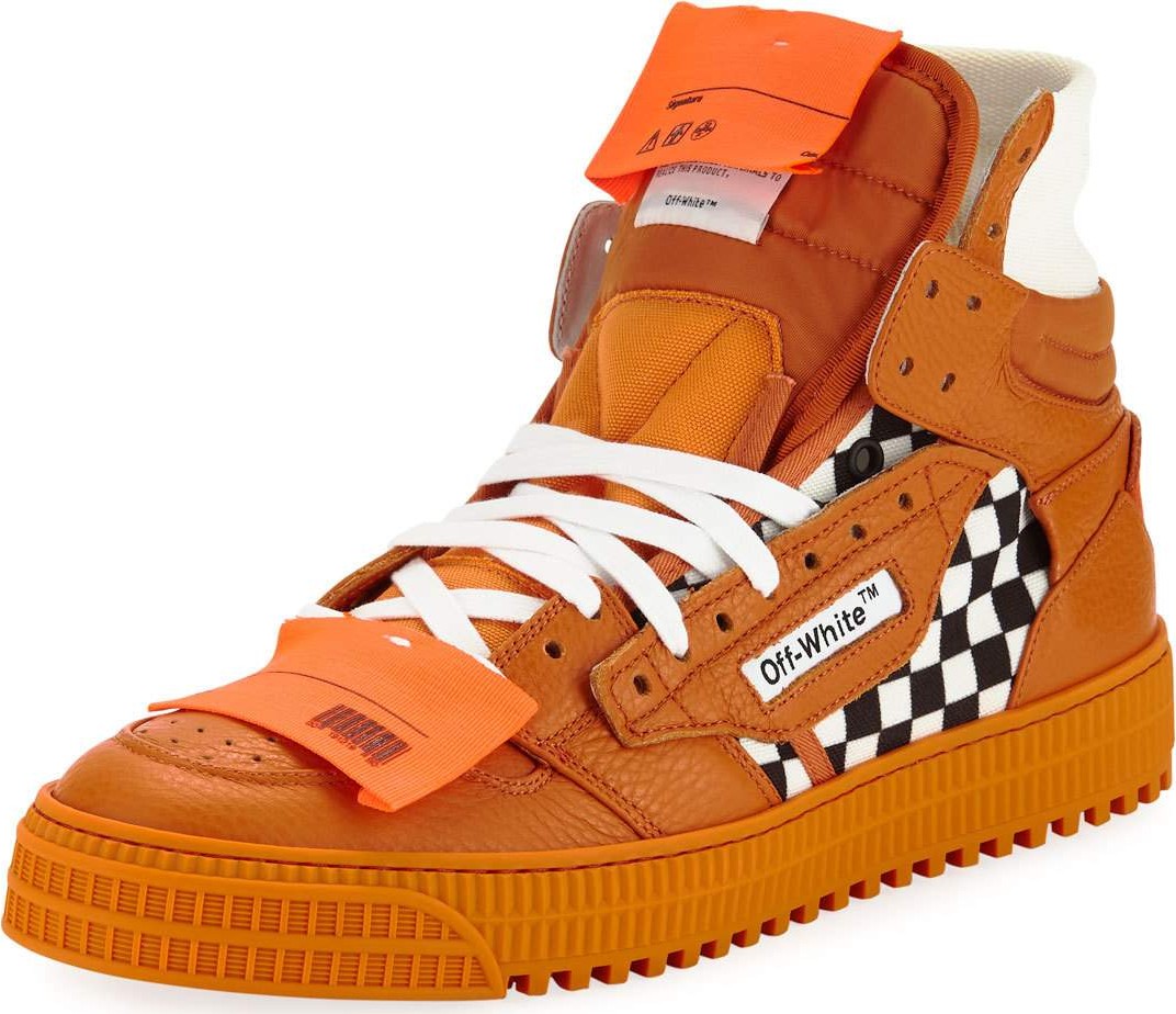 Off White Men's Low 3.0 Leather High-Top Sneakers, Orange