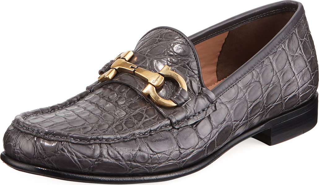 Salvatore Ferragamo Men's Bond 2 Crocodile Gancini Loafer