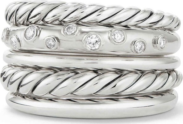 David Yurman Pure Form Wide Ring w/ Diamonds