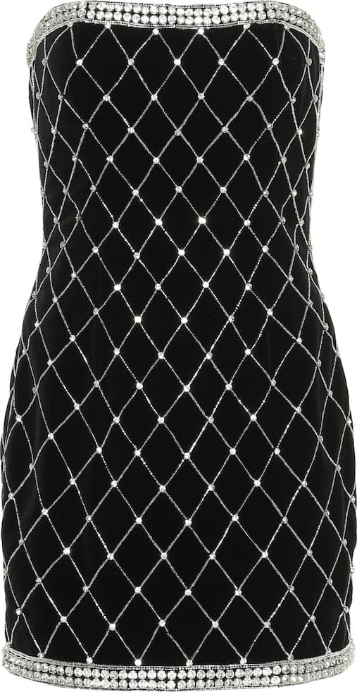 Balmain Embellished velvet minidress