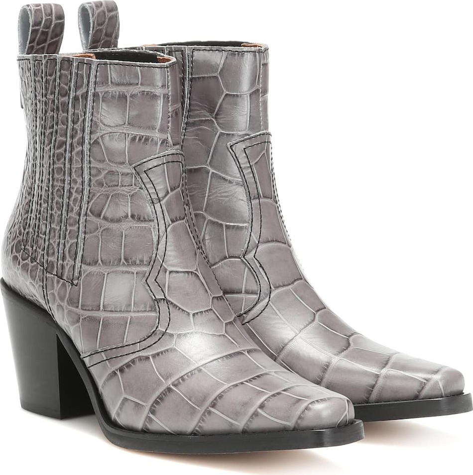 Ganni Western leather ankle boots