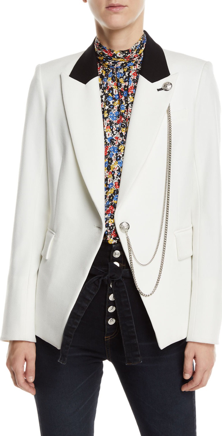 Veronica Beard Fergus Single-Button Dickey Jacket with Chains