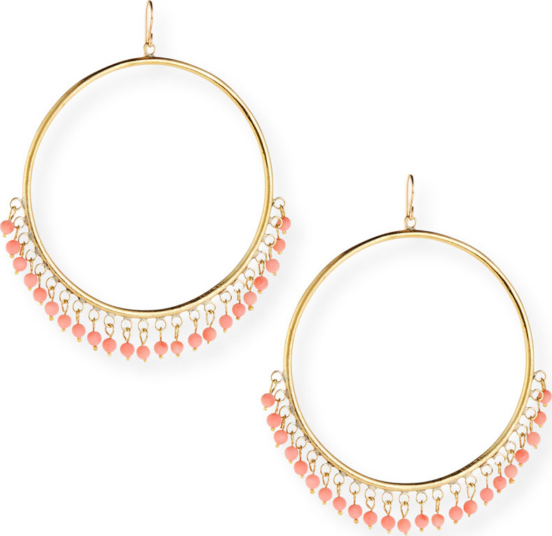 Ashley Pittman Mnara Bronze Hoop Earrings w/ Coral Dangles