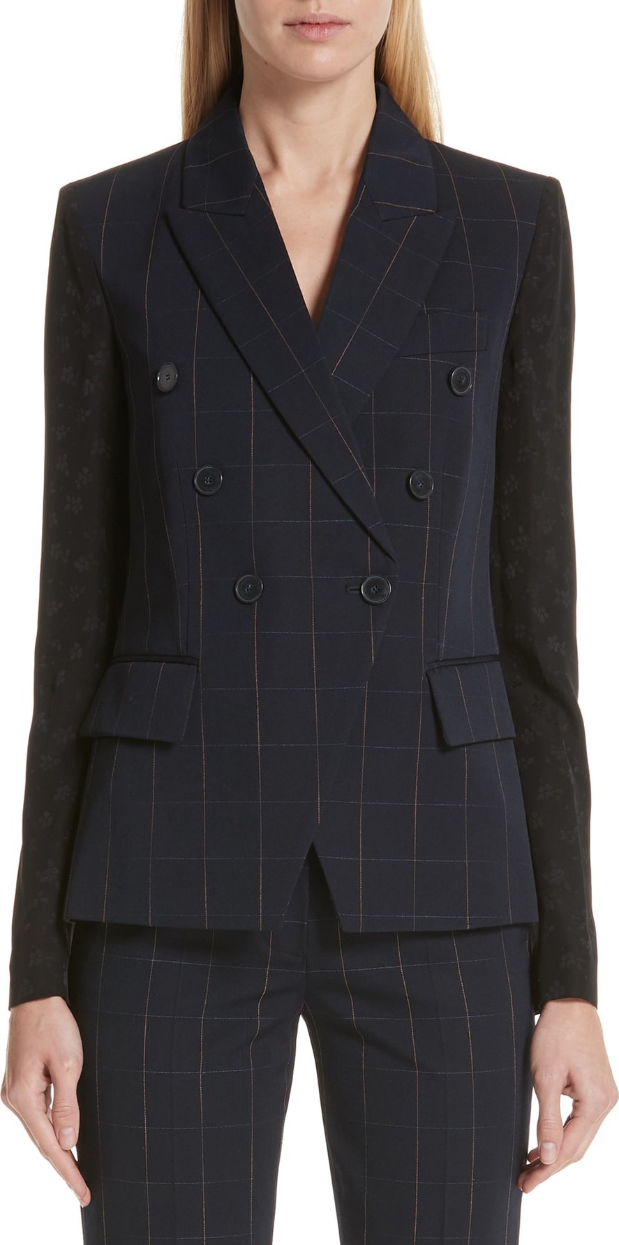 Stella McCartney Pajama Sleeve Check Wool Jacket