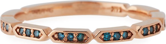 Stevie Wren 14k Rose Gold Blue Diamond Geo Stack Ring, Size 7