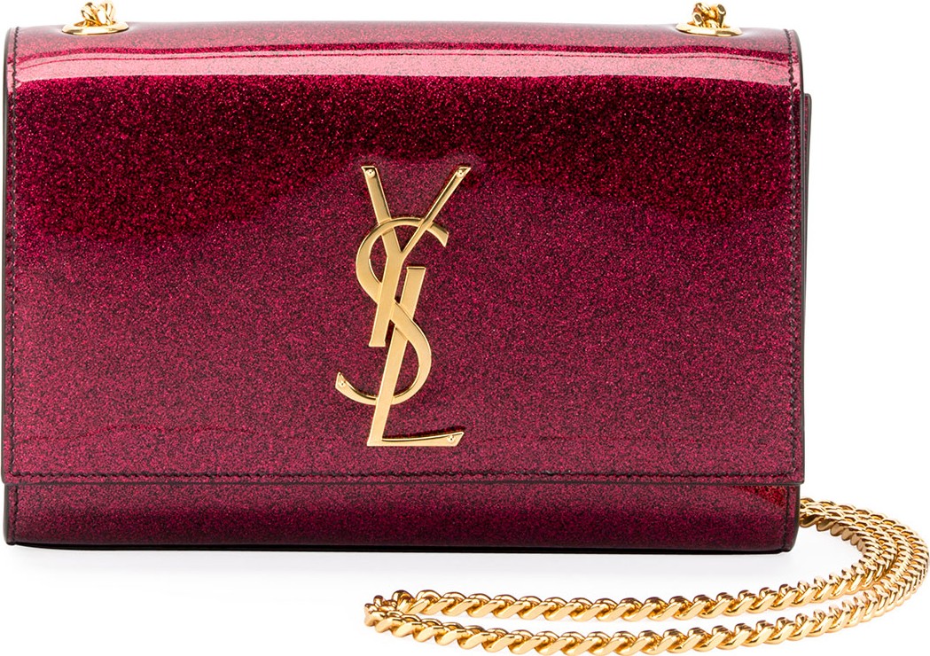 Saint Laurent Kate Monogram YSL Small Glitter Patent Crossbody Bag