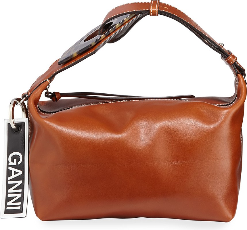 Ganni Smooth Small Buckle Satchel Bag