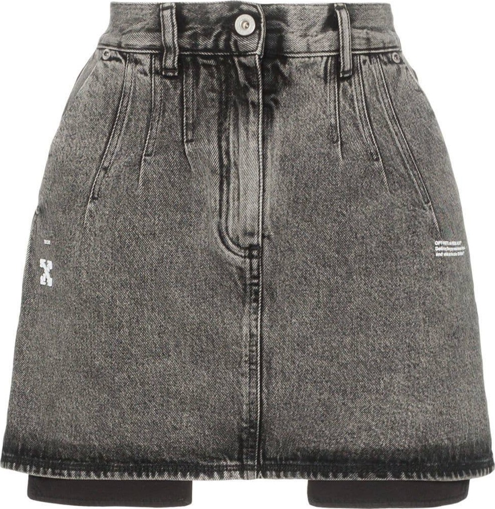 Off White High-waisted acid wash denim skirt