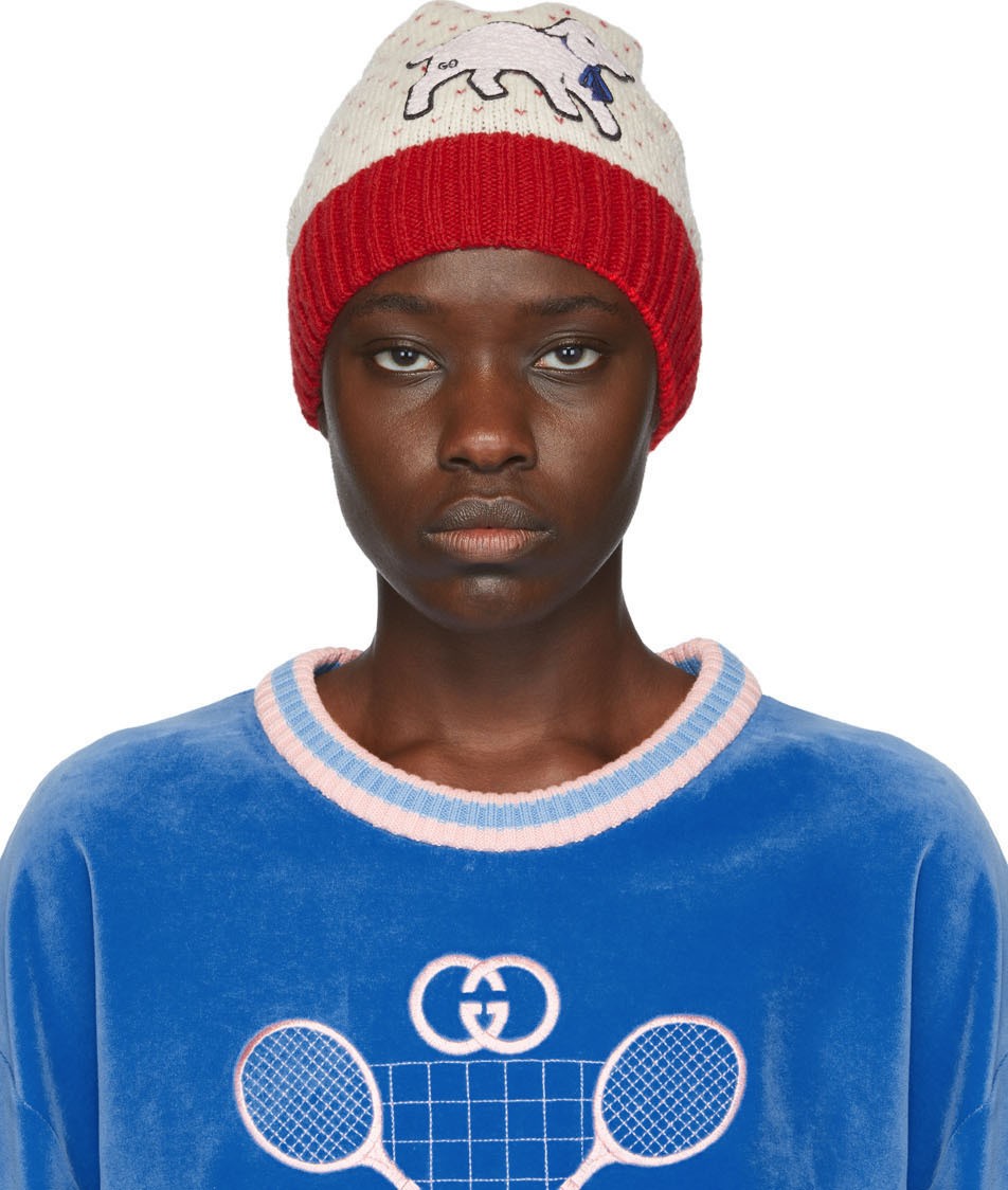 Gucci Off-White Lamb Patch Beanie