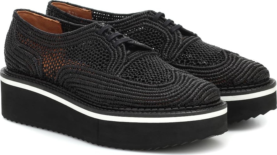 Robert Clergerie Birdie raffia flatform Derby shoes