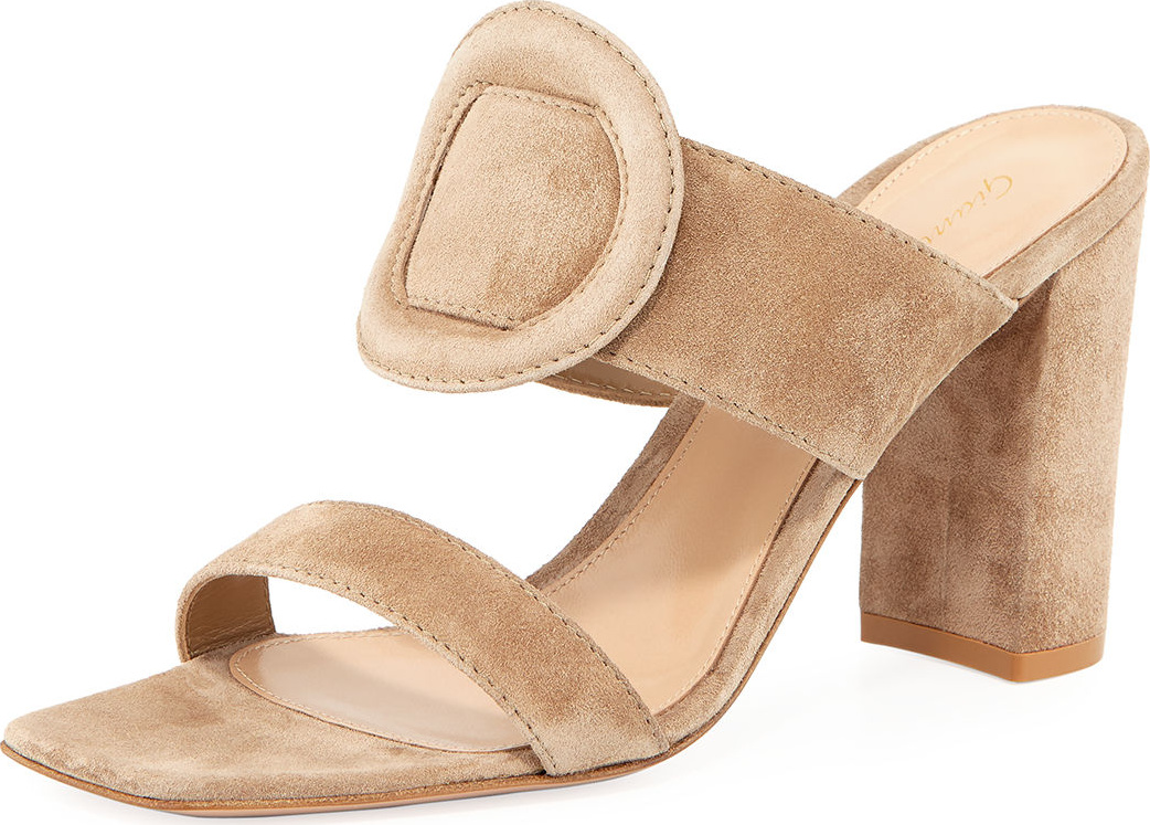 Gianvito Rossi Ring-Detail Suede 85mm Slide Sandal
