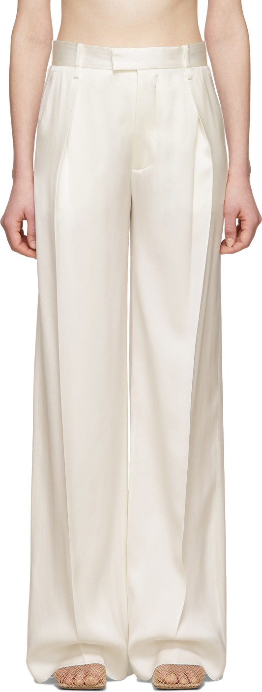 Bottega Veneta Off-White Silk Trousers