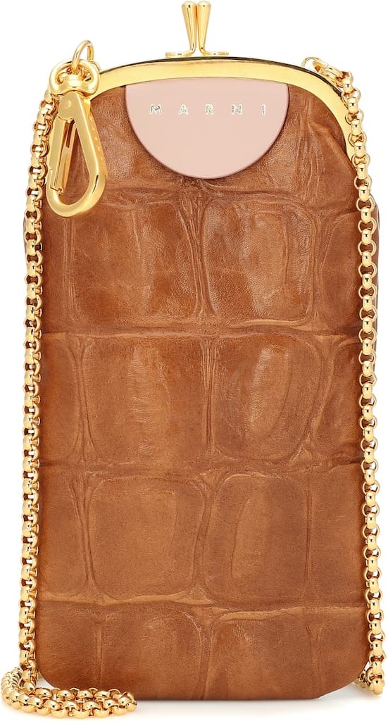 Marni Croc-effect leather phone case