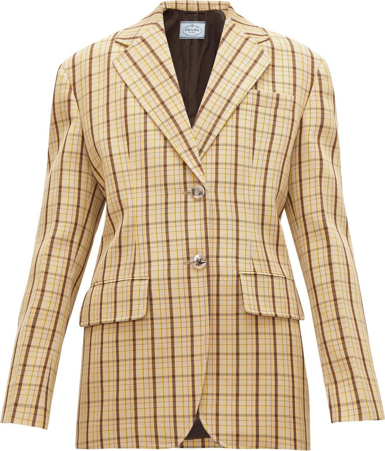 Prada Single-breasted checked wool blazer