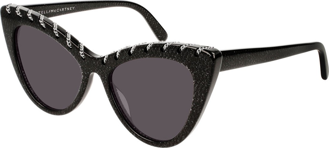 Stella McCartney Glittered Acetate Cat-Eye Sunglasses w/ Woven Chain Detail